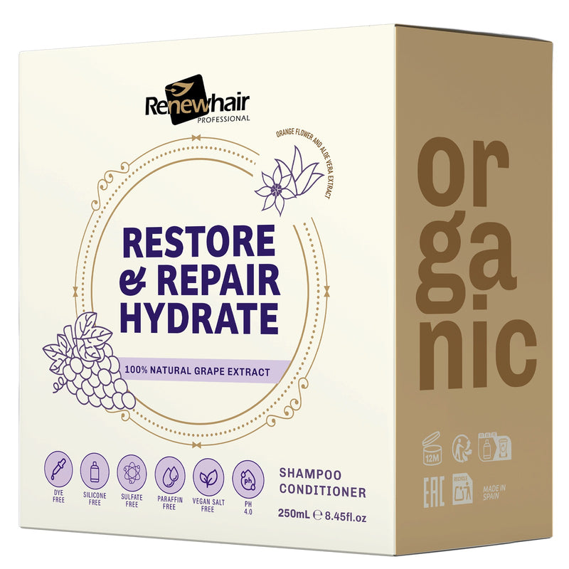 Restore & Repair Hydrate Shampoo and Conditioner Kit (2x250ml) | Organic ,Curly
