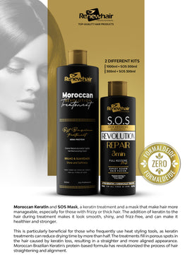 RH Revolution Formaldehyde Free Keratin 1000ml sos 500ml Argan Oil 60ml Smooth Renew